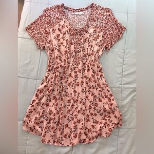 Pink floral mini dress